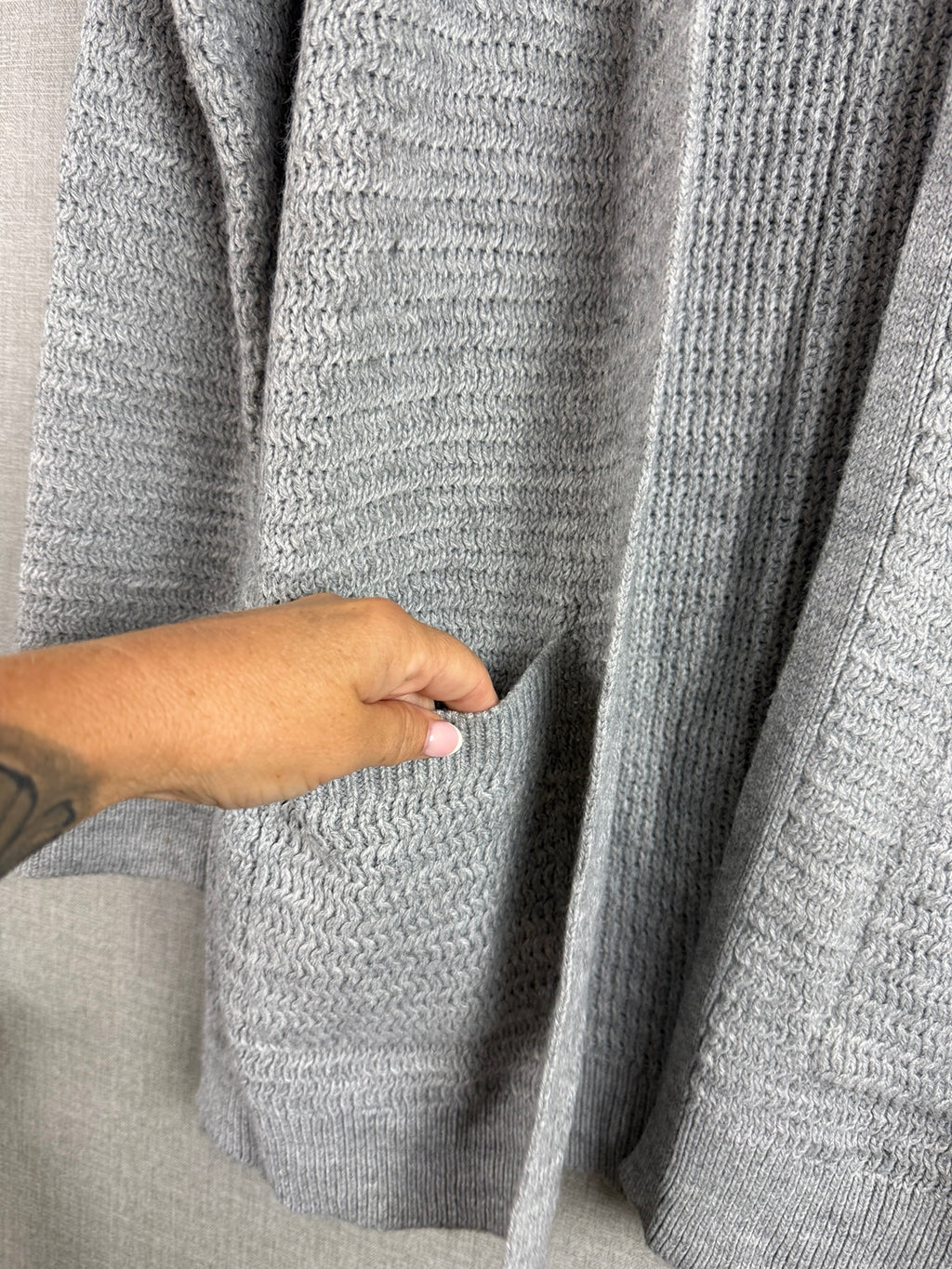 FatFace Grey Longline Knitted Cardigan UK 10 - Pre-loved