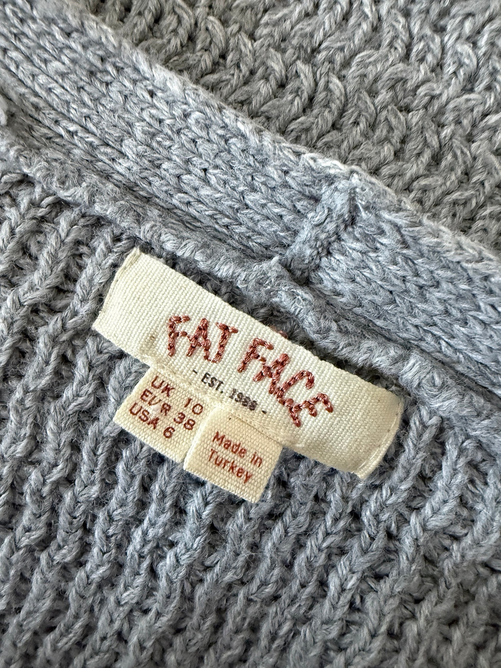 FatFace Grey Longline Knitted Cardigan UK 10 - Pre-loved