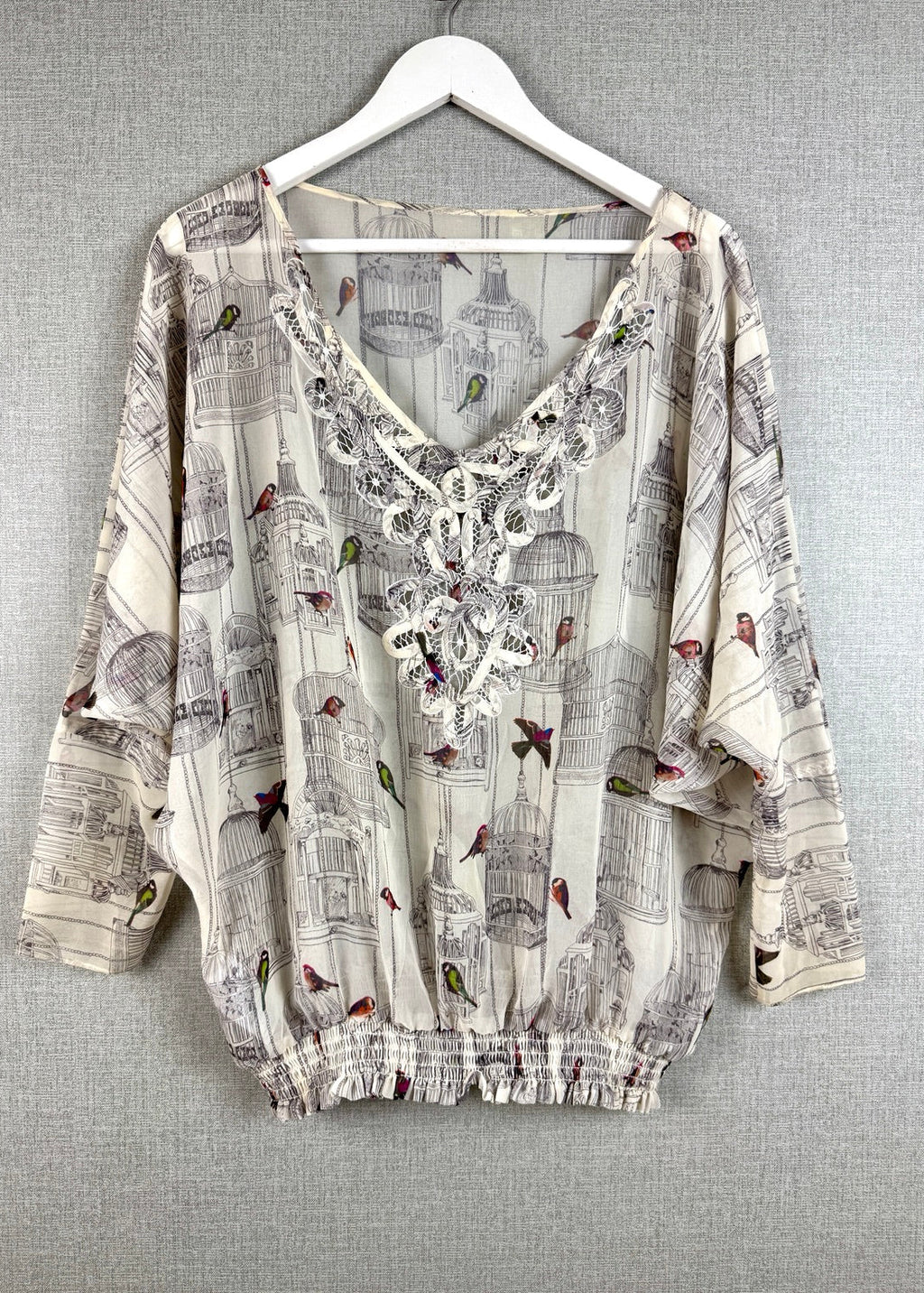 Ted Baker Birdcage Bird Print Blouse UK 12/14 - Pre-loved