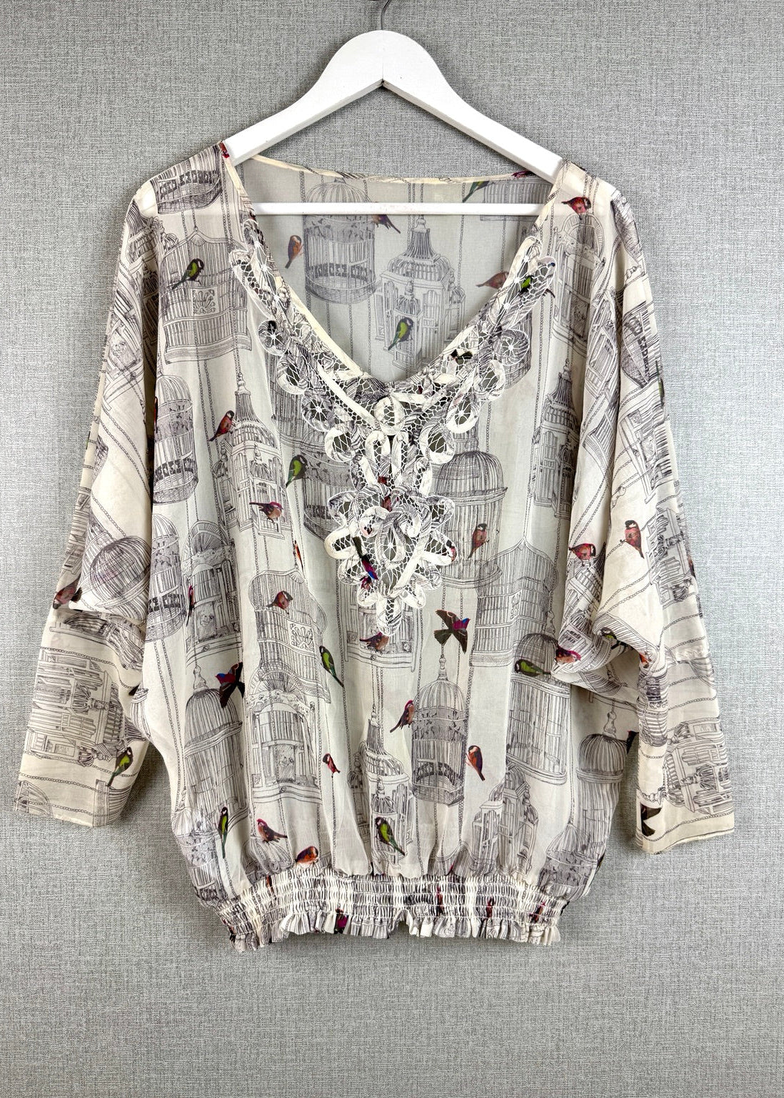 Ted Baker Birdcage Bird Print Blouse UK 12/14 - Pre-loved