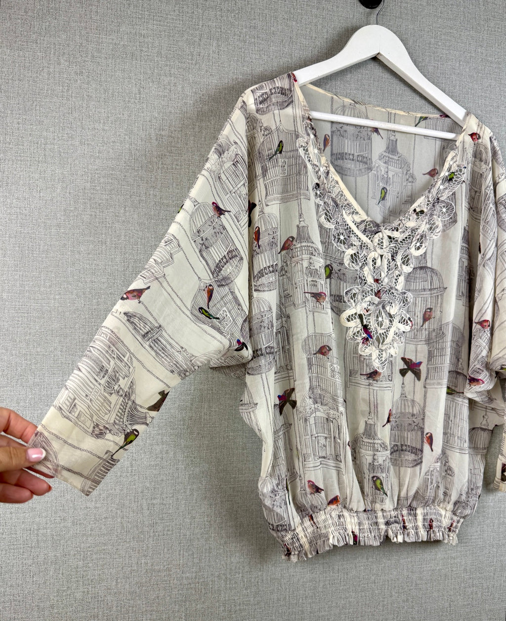 Ted Baker Birdcage Bird Print Blouse UK 12/14 - Pre-loved