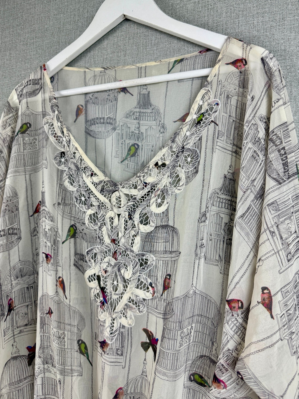 Ted Baker Birdcage Bird Print Blouse UK 12/14 - Pre-loved