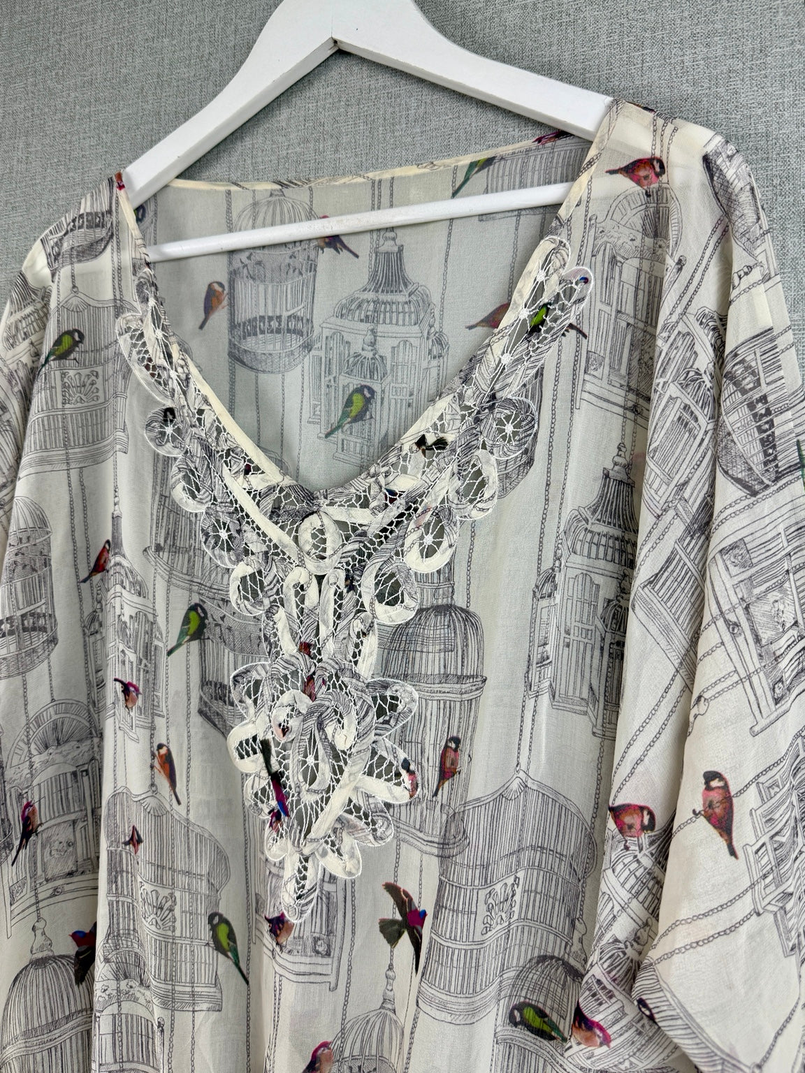 Ted Baker Birdcage Bird Print Blouse UK 12/14 - Pre-loved