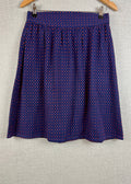 People Tree Hand Woven Cotton Skirt Navy Red/Orange UK 12 - Pre-loved