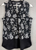 Next Floral Sleeveless Blouse Top Black White Grey UK 12 - Pre-loved