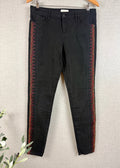 Monsoon Black Embroidered Side Stripe Jeans UK 12 - Pre-loved