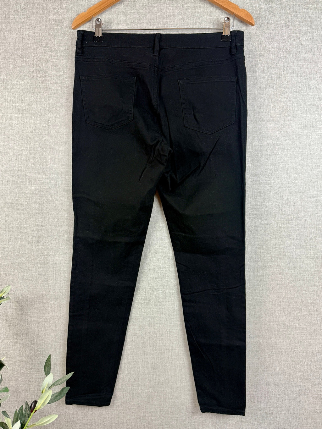 Monsoon Black Embroidered Side Stripe Jeans UK 12 - Pre-loved