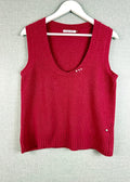 White Stuff Wool Knitted Vest Red Sleeveless Tank Top UK 14 - Pre-loved