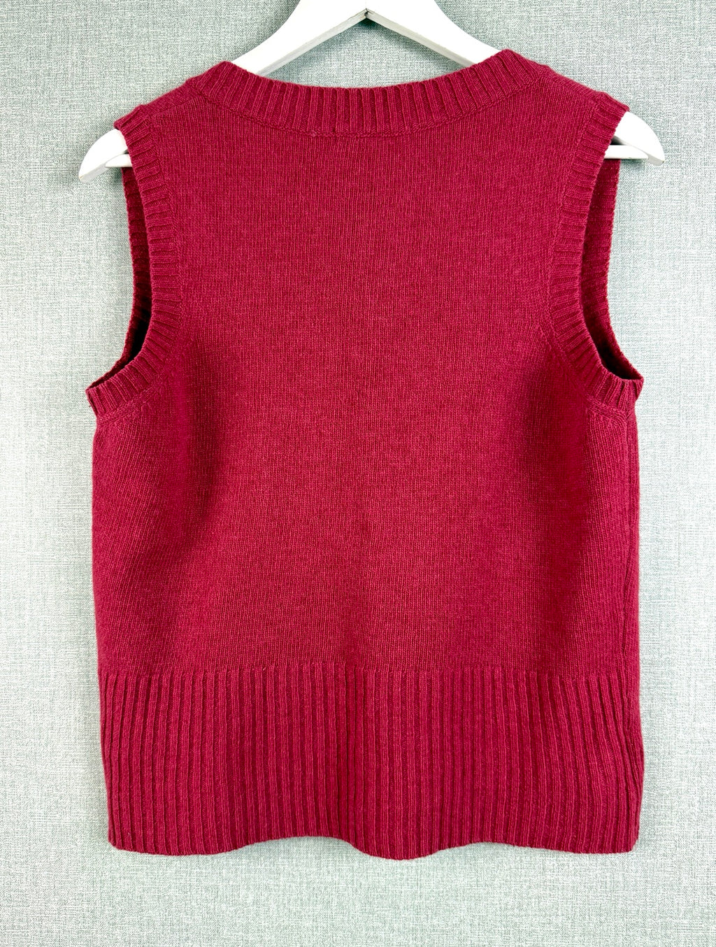 White Stuff Wool Knitted Vest Red Sleeveless Tank Top UK 14 - Pre-loved