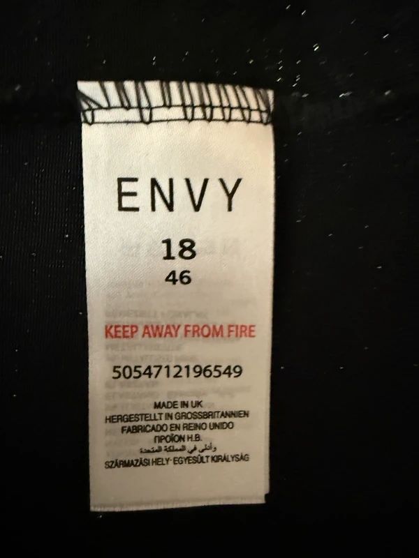 Envy Metallic Ruched Party Top Black Silver Shimmer Short Sleeve UK 18