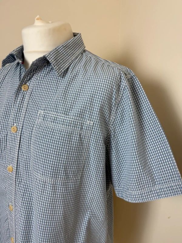 Fat Face Blue White Check Shirt XL Short Sleeve Regular Fit