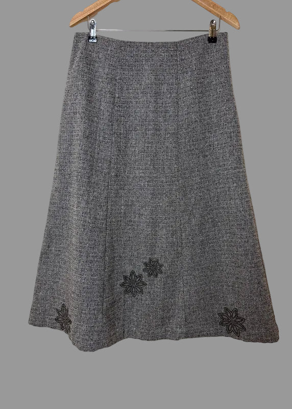 Pistachio Brown Tweed A Line Skirt - UK14/16