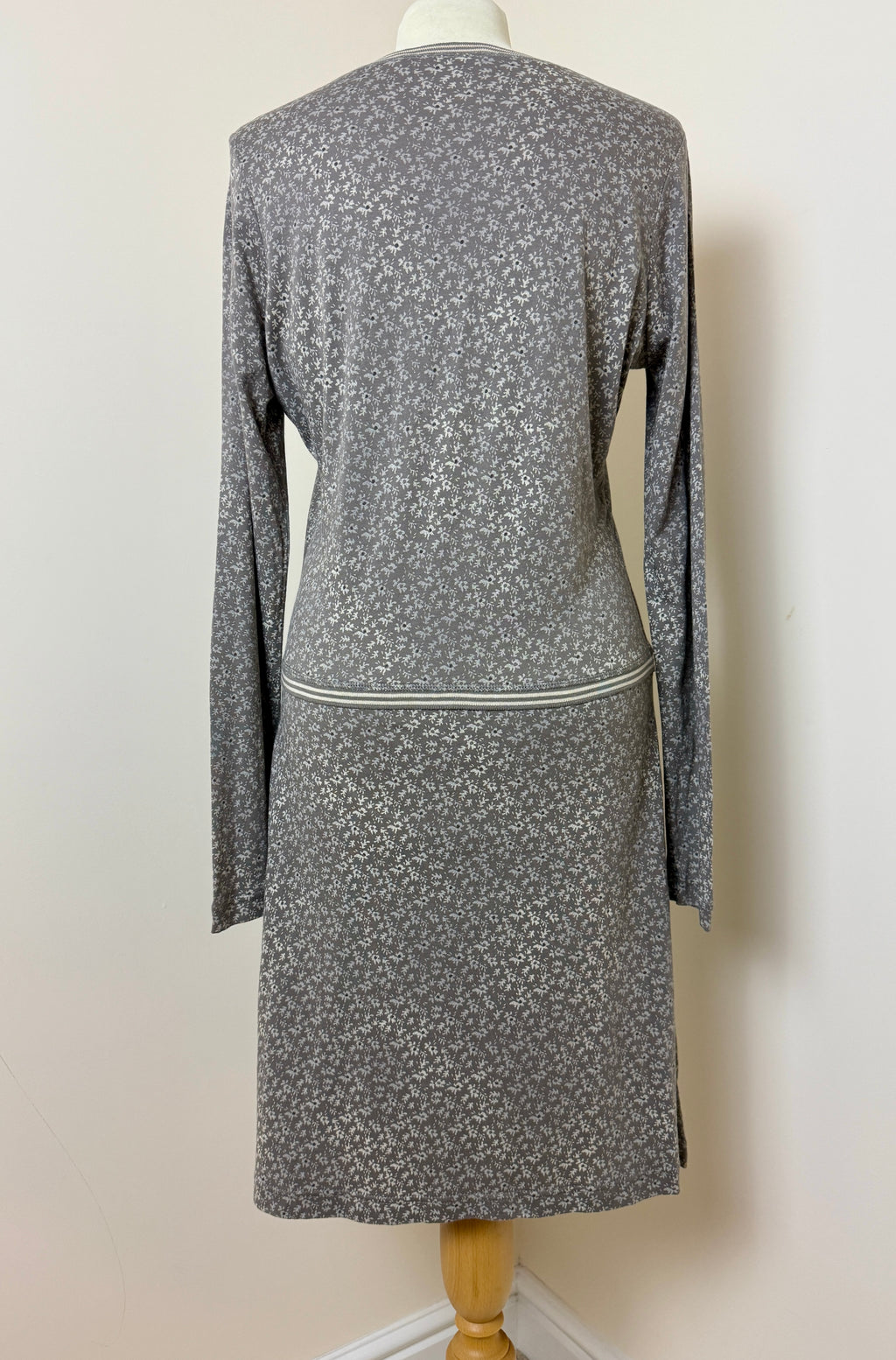Sandwich Grey Floral Long Sleeve Midi Dress Size Large Casual