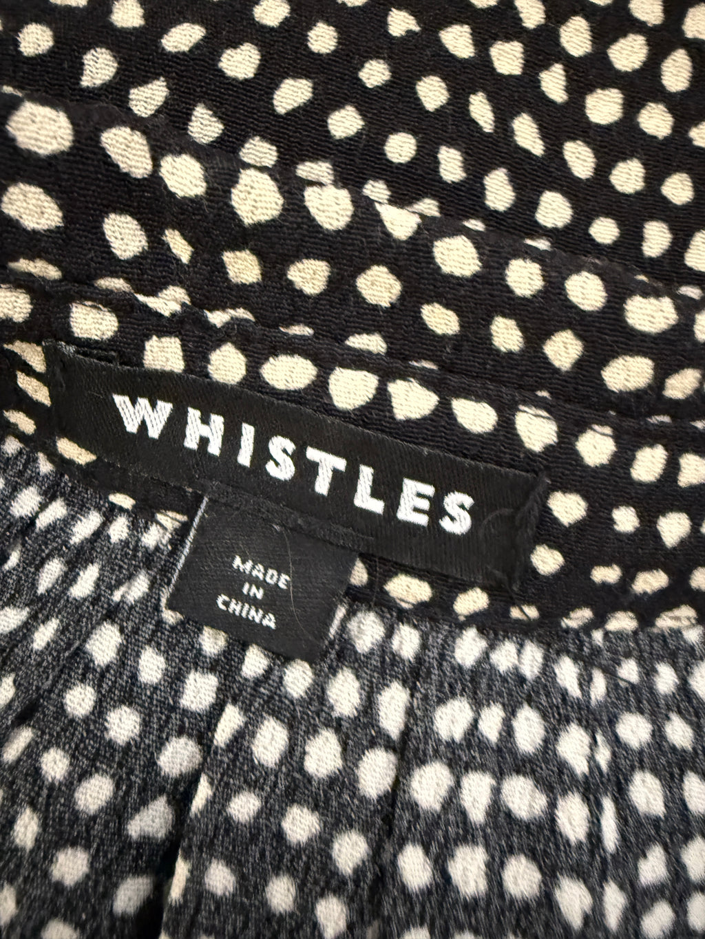 Whistles Black White Spot Print Long Sleeve Midi Shirt Dress UK 12 – Pre-Loved