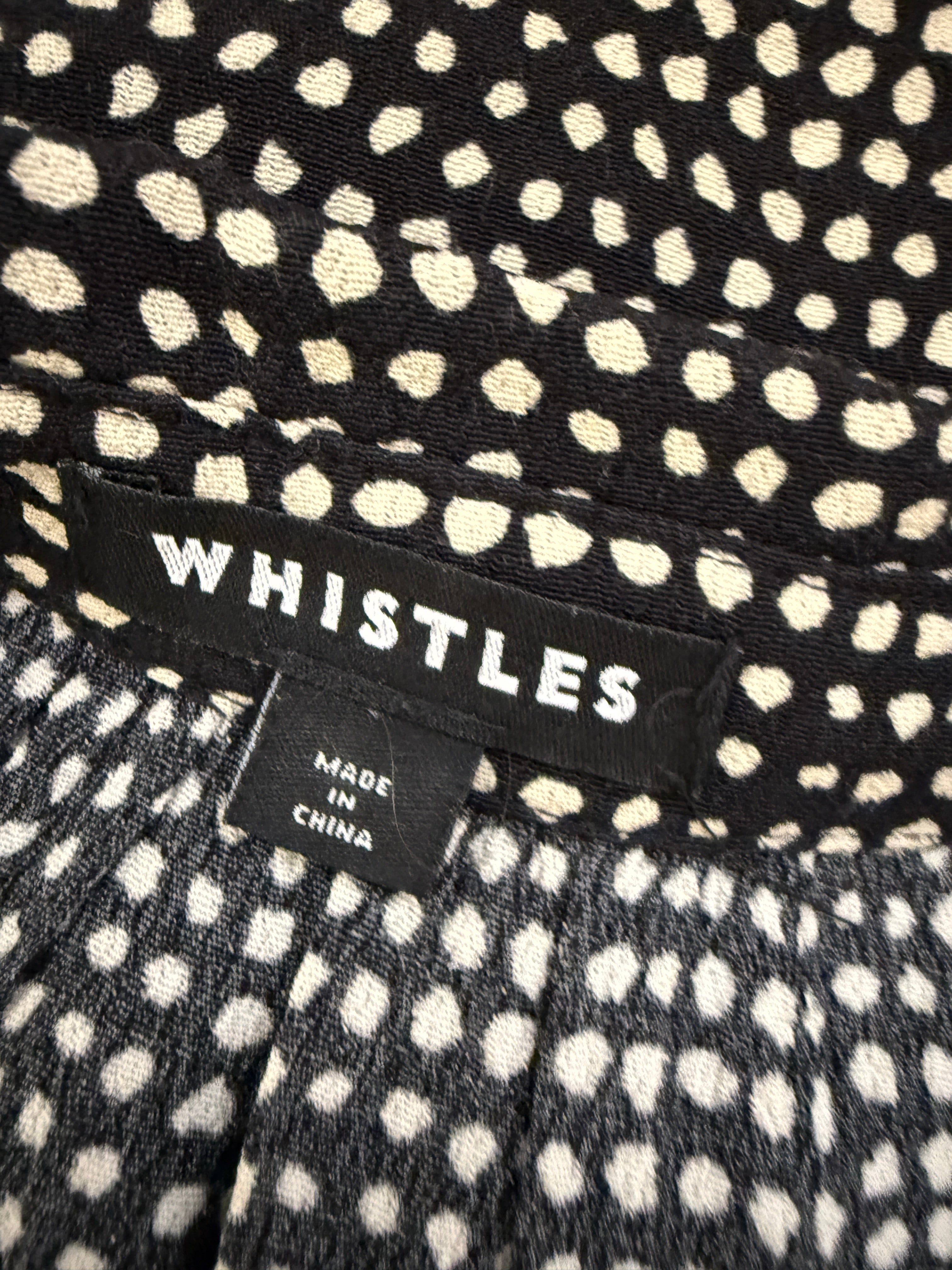 Whistles Black White Spot Print Long Sleeve Midi Shirt Dress UK 12 – Pre-Loved