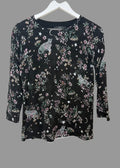 Next Black Floral & Animal Print 3/4 Sleeve Jersey Top - UK12