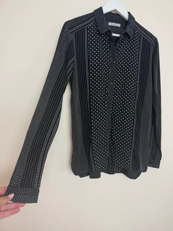 Maison De Nimes Black Embroidered Shirt Polka Dot Geometric UK12