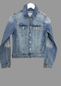 Denim & Co Distressed Cropped Denim Jacket - Size 8