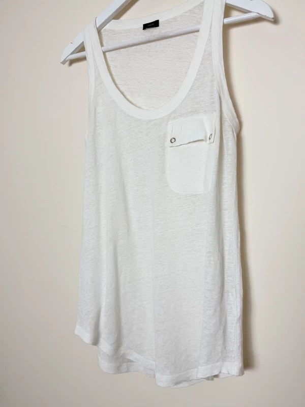 Joseph White Linen Blend Vest Top Sleeveless Snap Fastener Luxury Medium