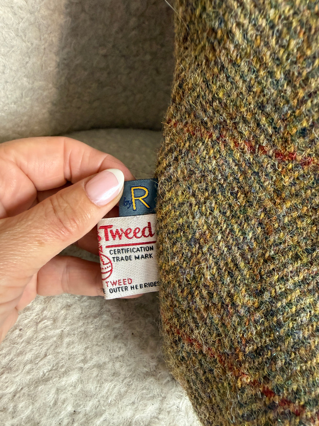 Harris Tweed Tote Bag Olive Herringbone Wool Handmade By Rosie