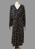 Limited Collection Black Floral Midi Tea Dress UK 20 Empire Waist