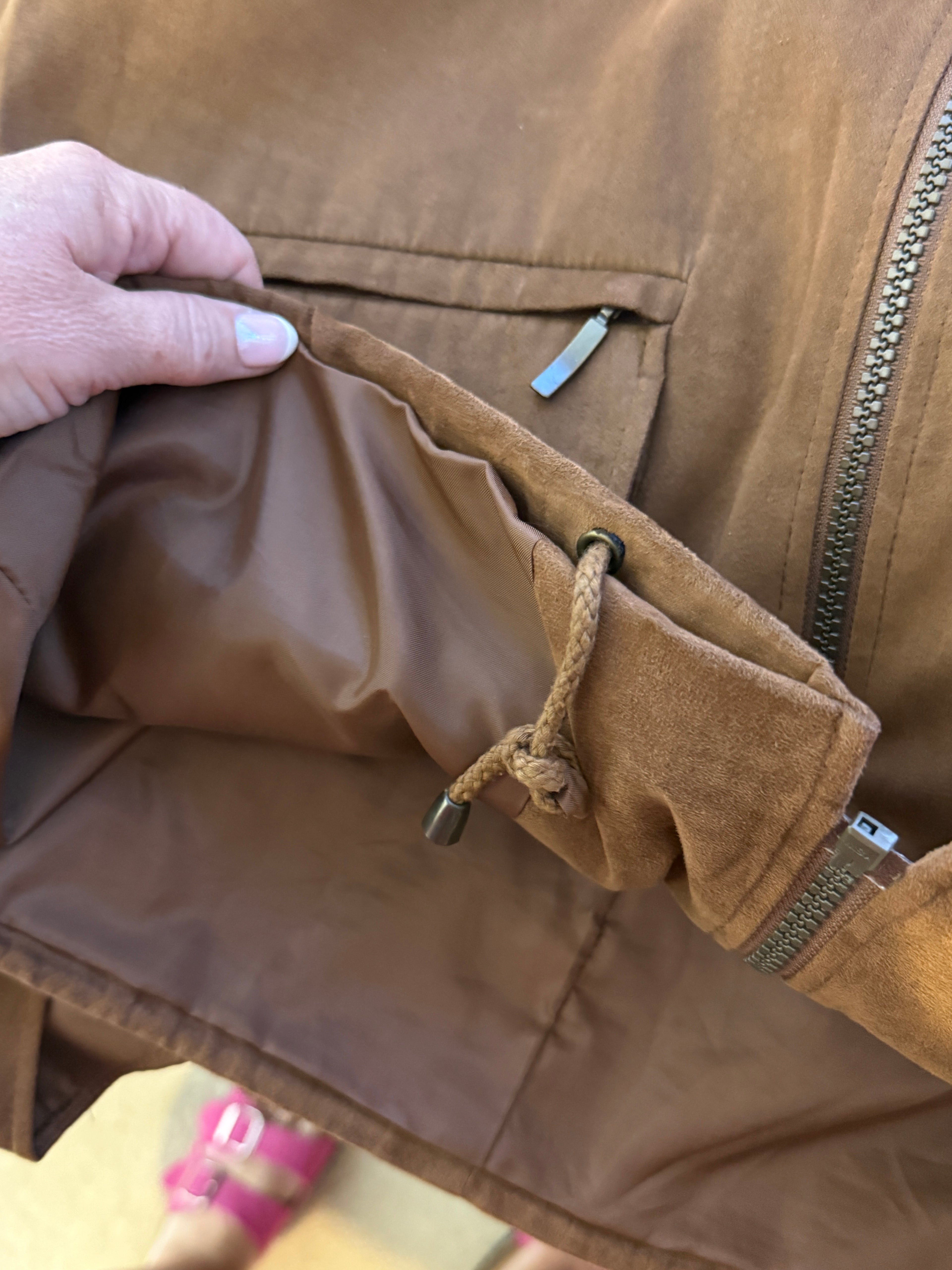 Gelco Bodywarmer Gilet Brown Faux Suede Cargo Vest Full Zip UK10