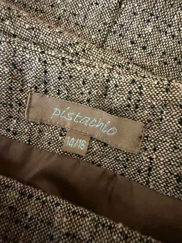 Pistachio Brown Tweed A Line Skirt - UK14/16