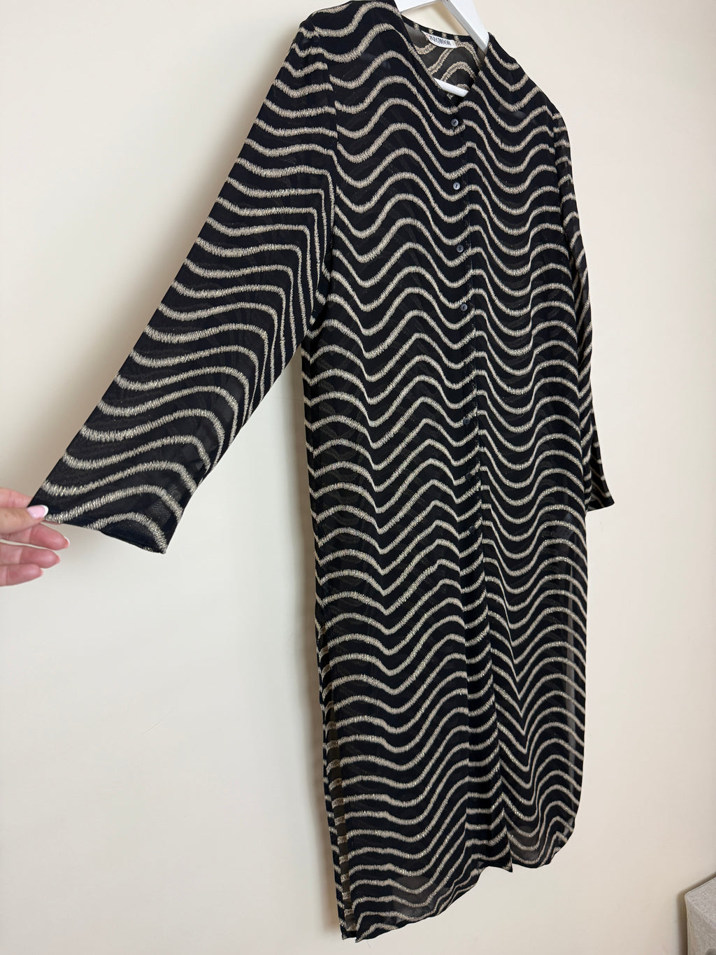 Windsmoor Black Gold Metallic Sheer Duster Jacket UK14