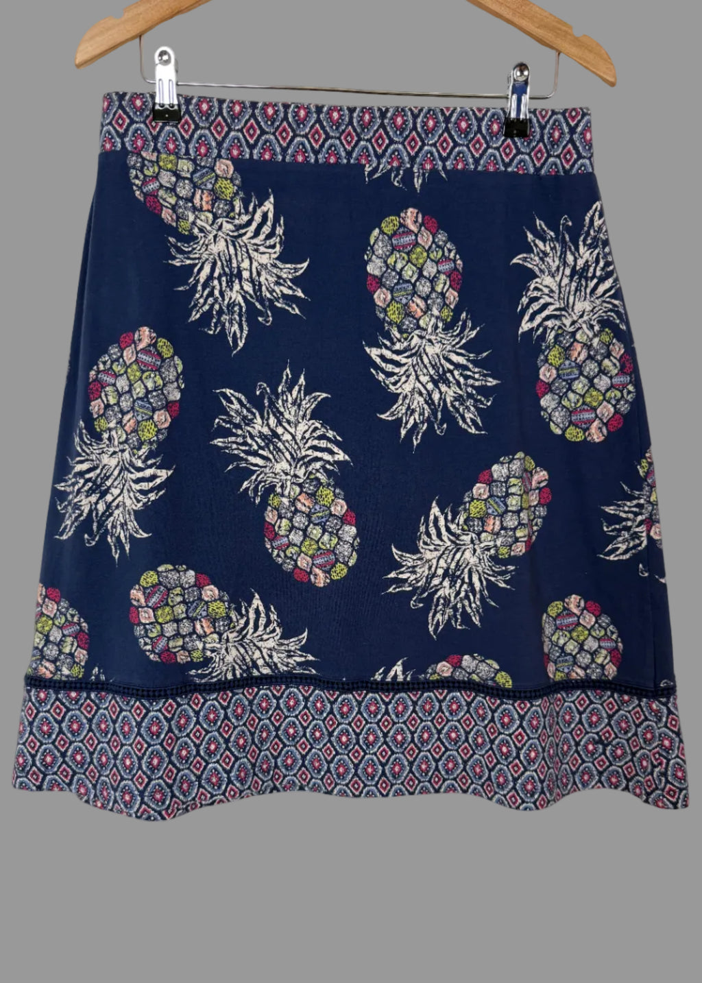 Mantaray Navy Pineapple Print Mini Skirt UK14
