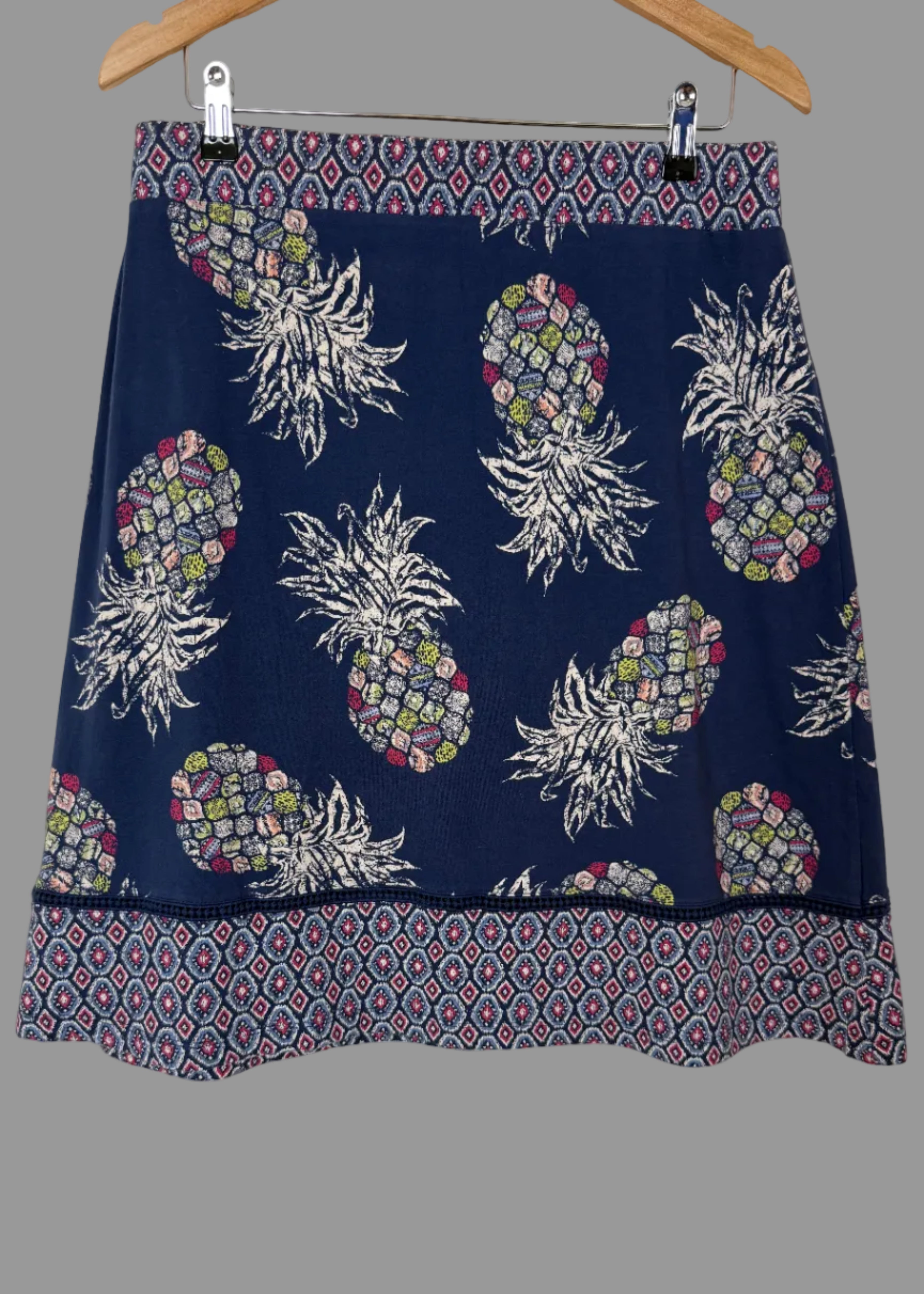 Mantaray Navy Pineapple Print Mini Skirt UK14
