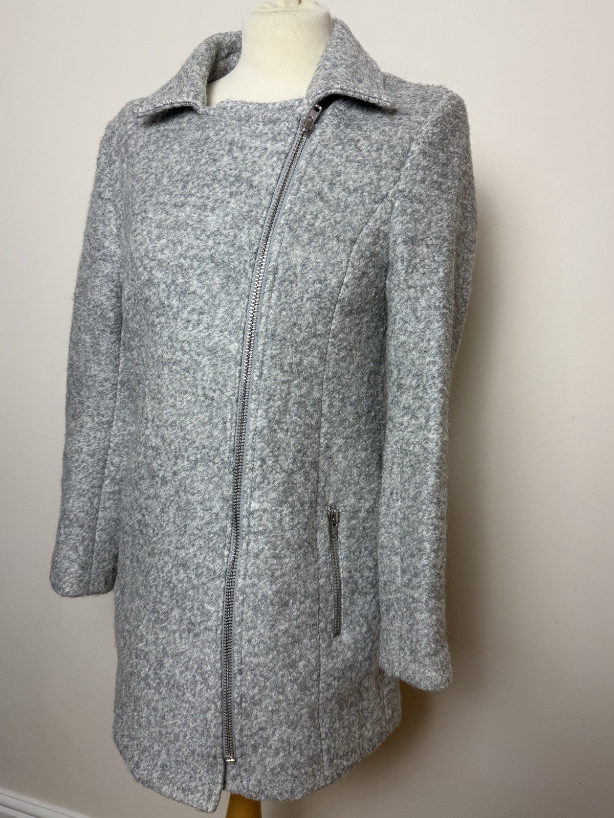 Missguided Grey Mid Length Lined Winter Coat UK10 Petite