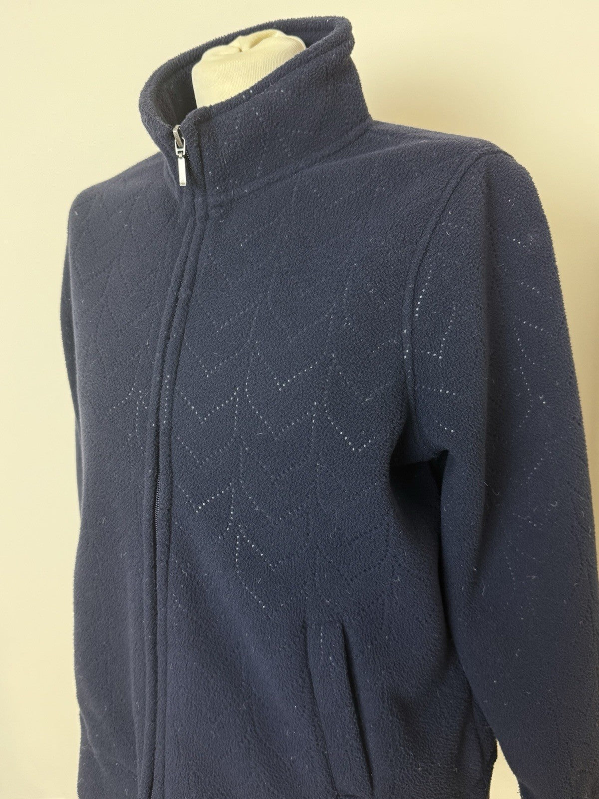 Navy Blue Laser Cut Pattern Fleece -Small