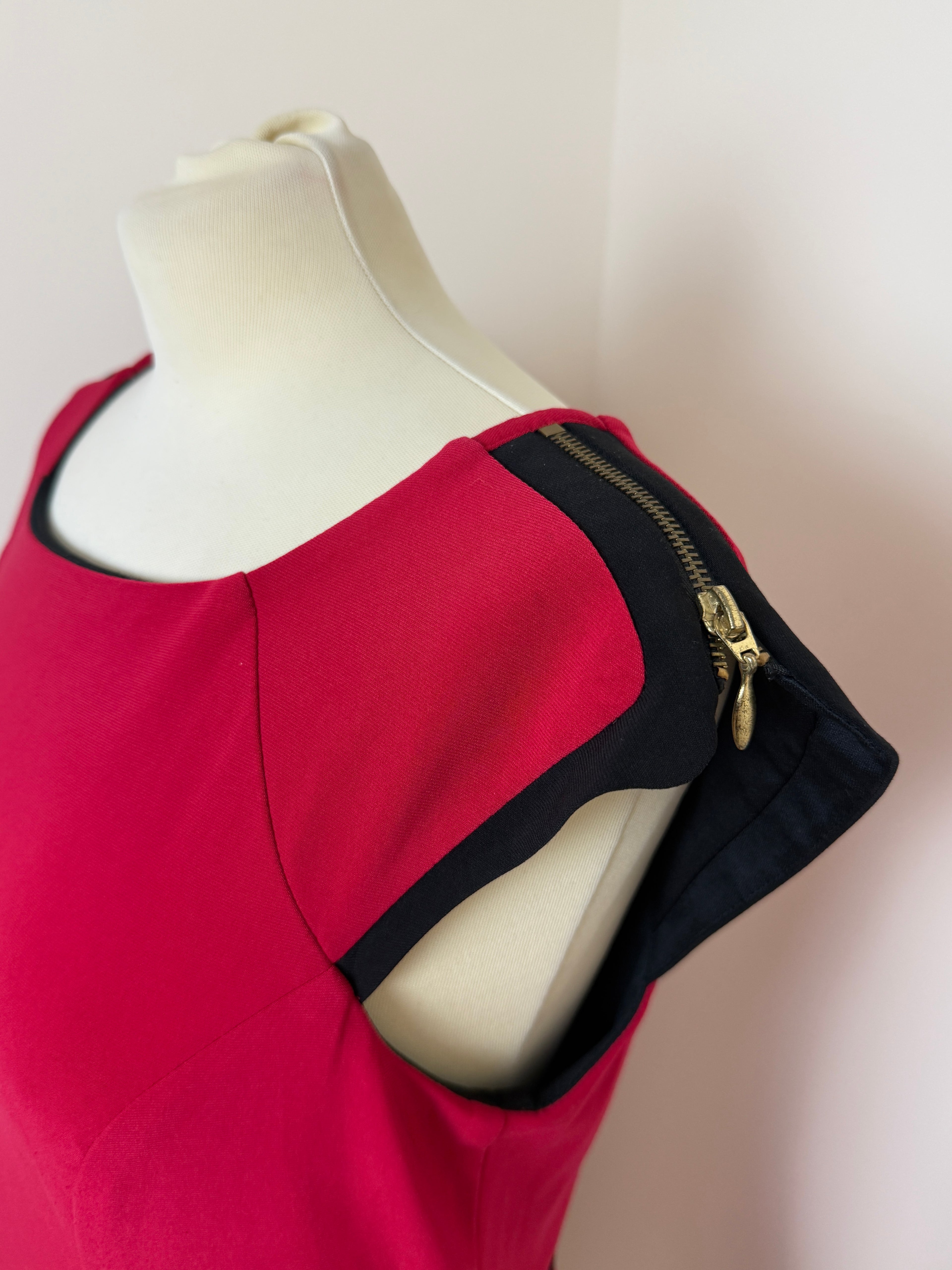 Joseph Ribkoff Red Black Zip Detail Pencil Dress UK14