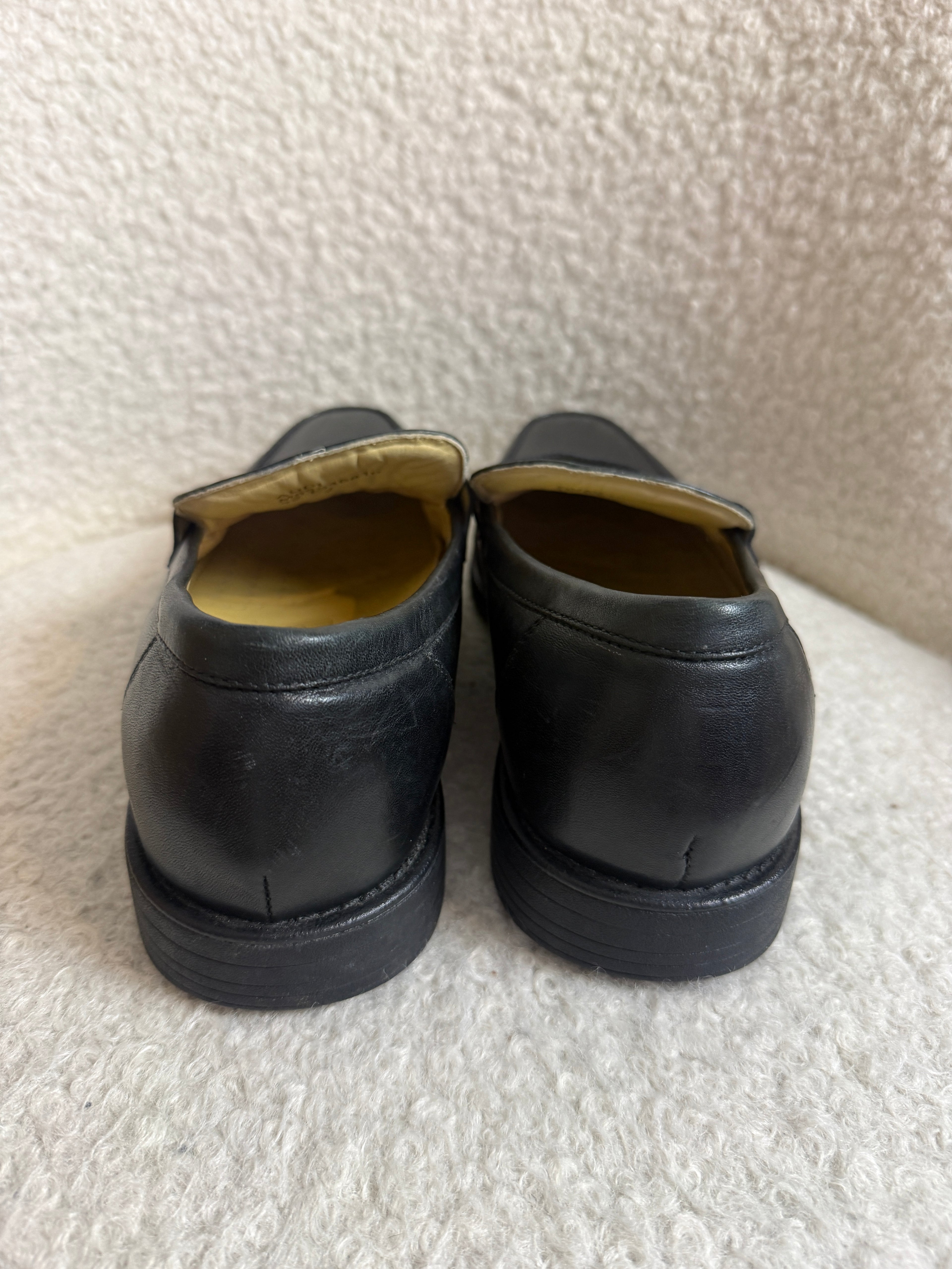 Steptronic Sheepskin Leather Loafers UK8 EU42 Black Smart Slip On Formal Shoes