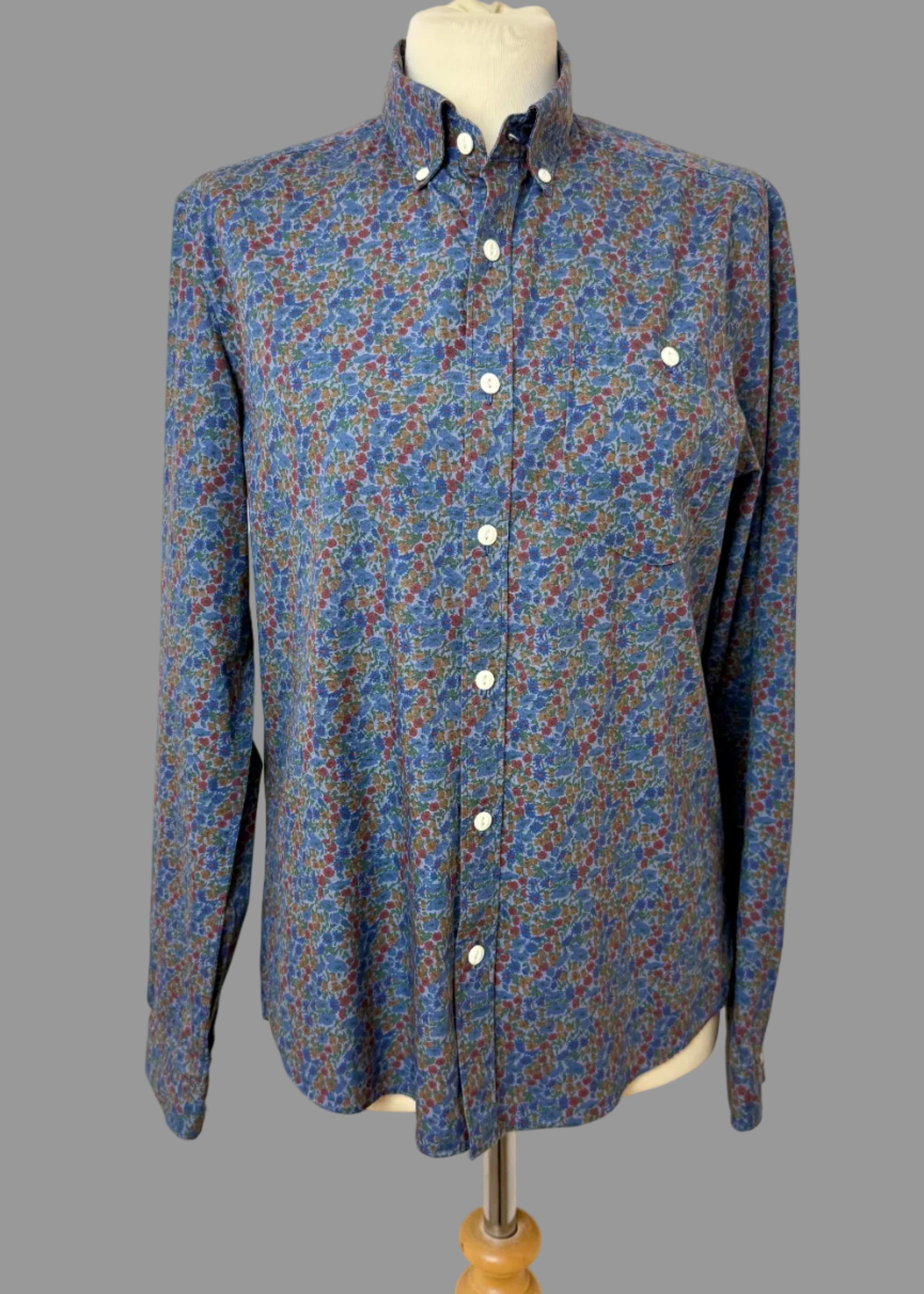 Barbour Beacon Floral Cotton Shirt UK S Blue Liberty Print Button Up
