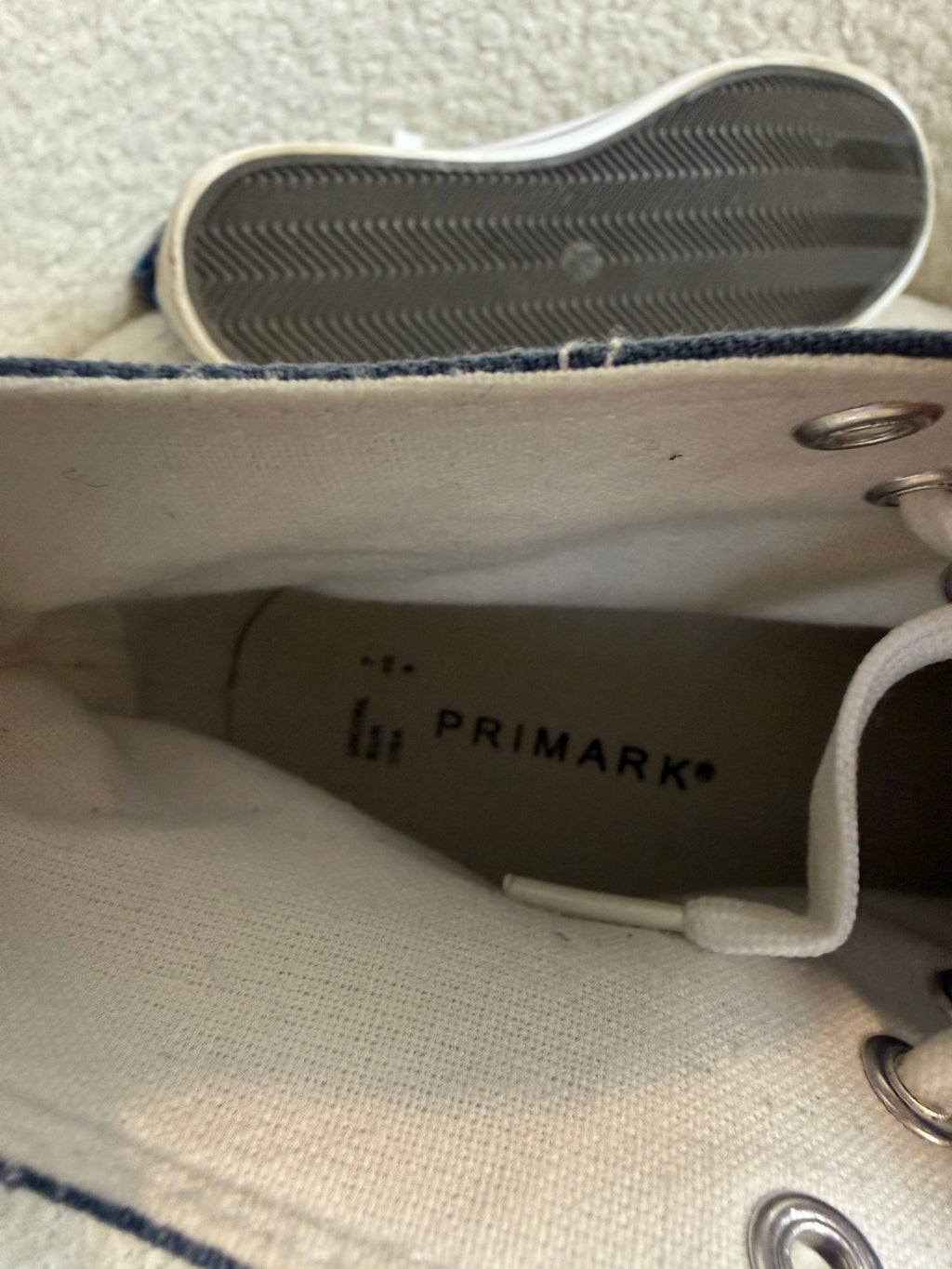 Primark Denim Blue High Top Trainers UK7 Unisex Sneaker Lace Up
