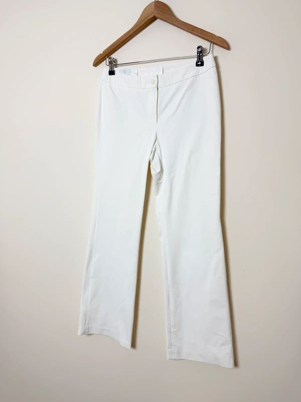 Madeleine White Tailored Trousers UK10 Smart Dress Pants Straight Leg