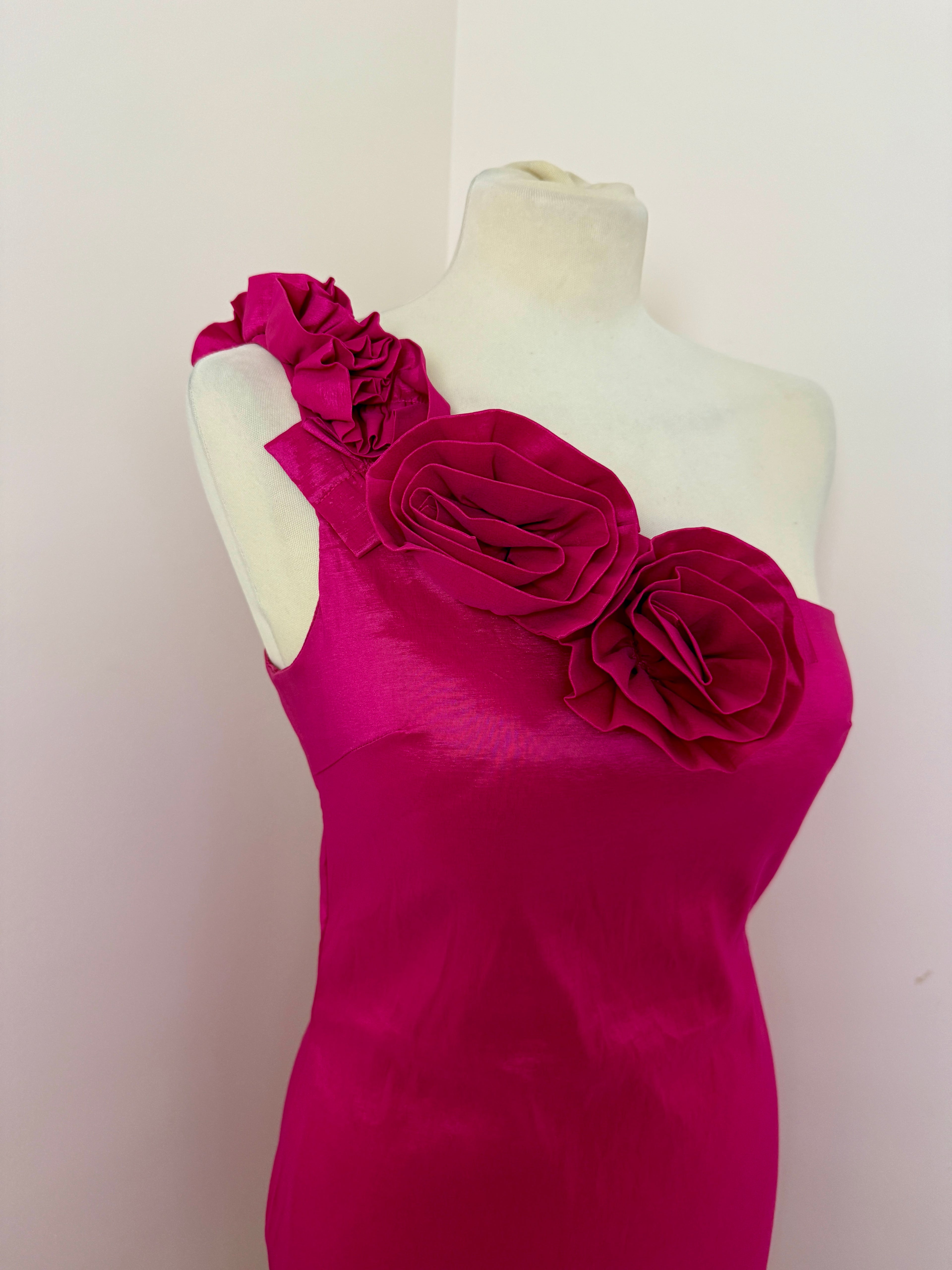 AX Paris Pink One Shoulder Rosette Bodycon Party Dress UK 14