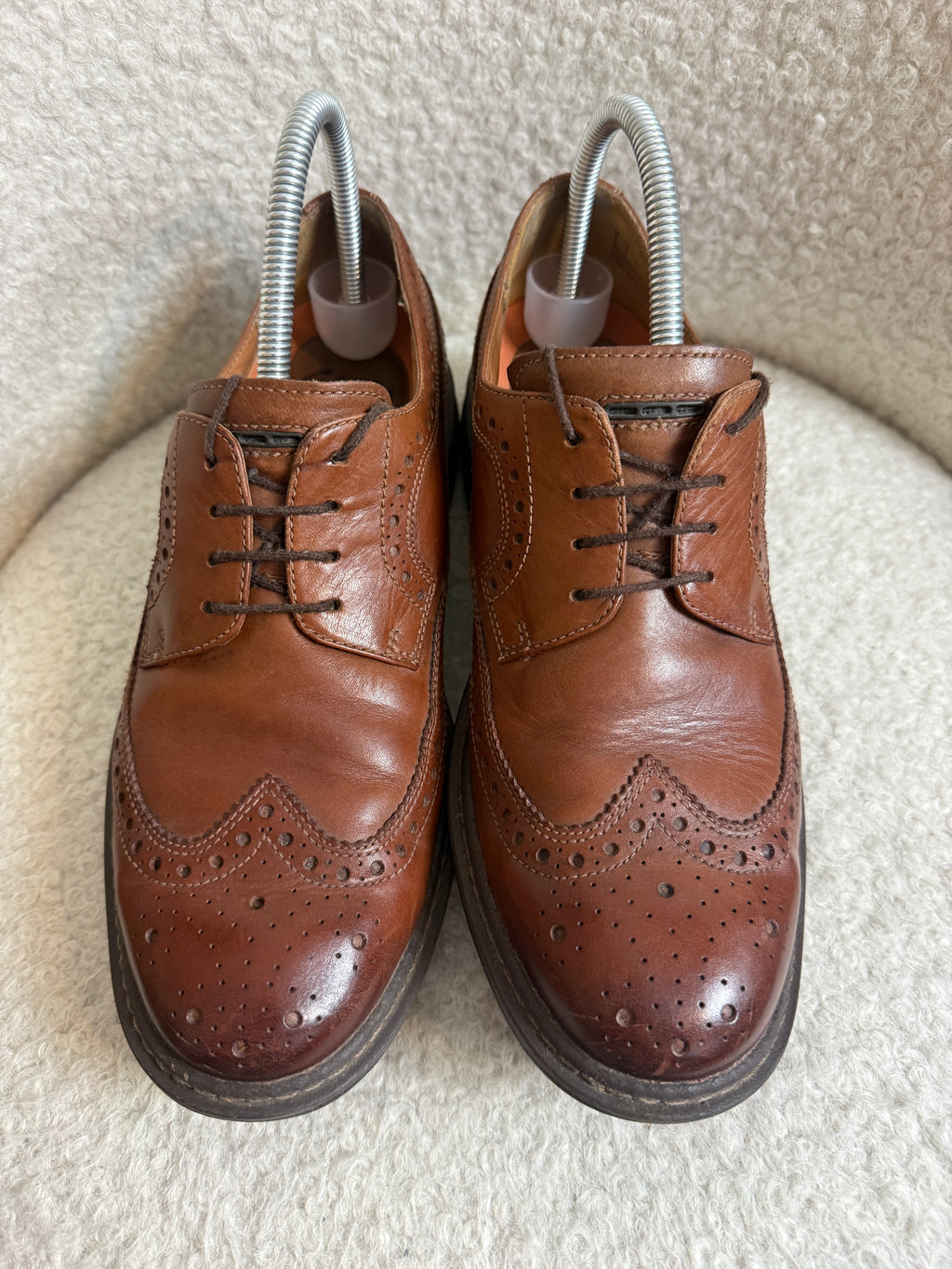 Clarks Unstructured Leather Brogue Shoes UK8 Brown Wingtip Smart Lace Up