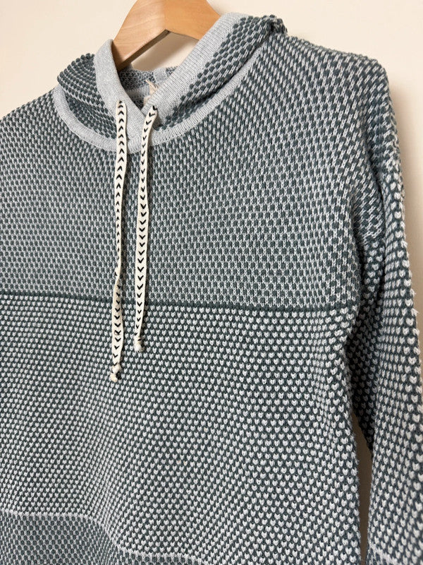 Christian Siriano Grey Textured Knit Hooded Jumper - Medium