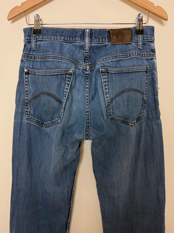 Pretty Green Mid Wash Distressed Button Fly Jeans - 30R