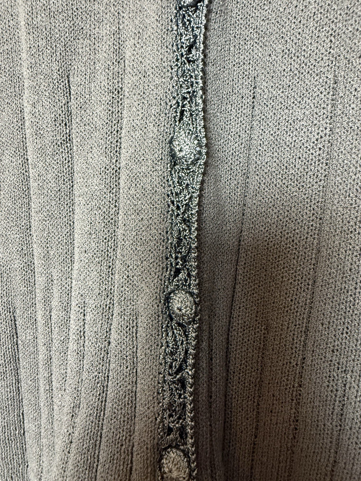Xiongxin Silver Grey Fine Knit Lace Trim Cardigan  - Size 10