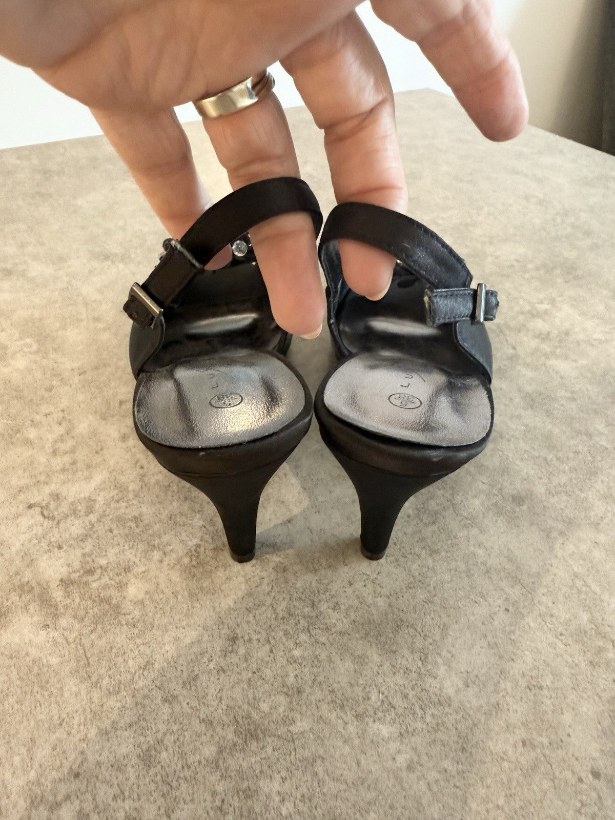 Lunar Elegance Satin New Slingback Heels - UK 5