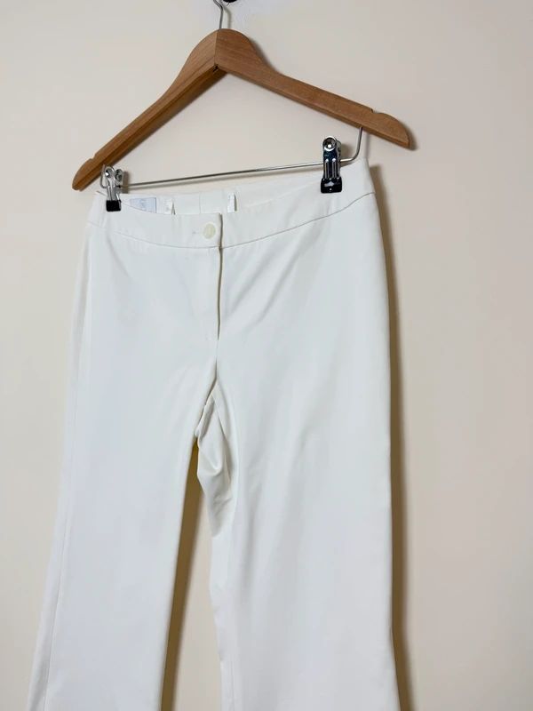 Madeleine White Tailored Trousers UK10 Smart Dress Pants Straight Leg