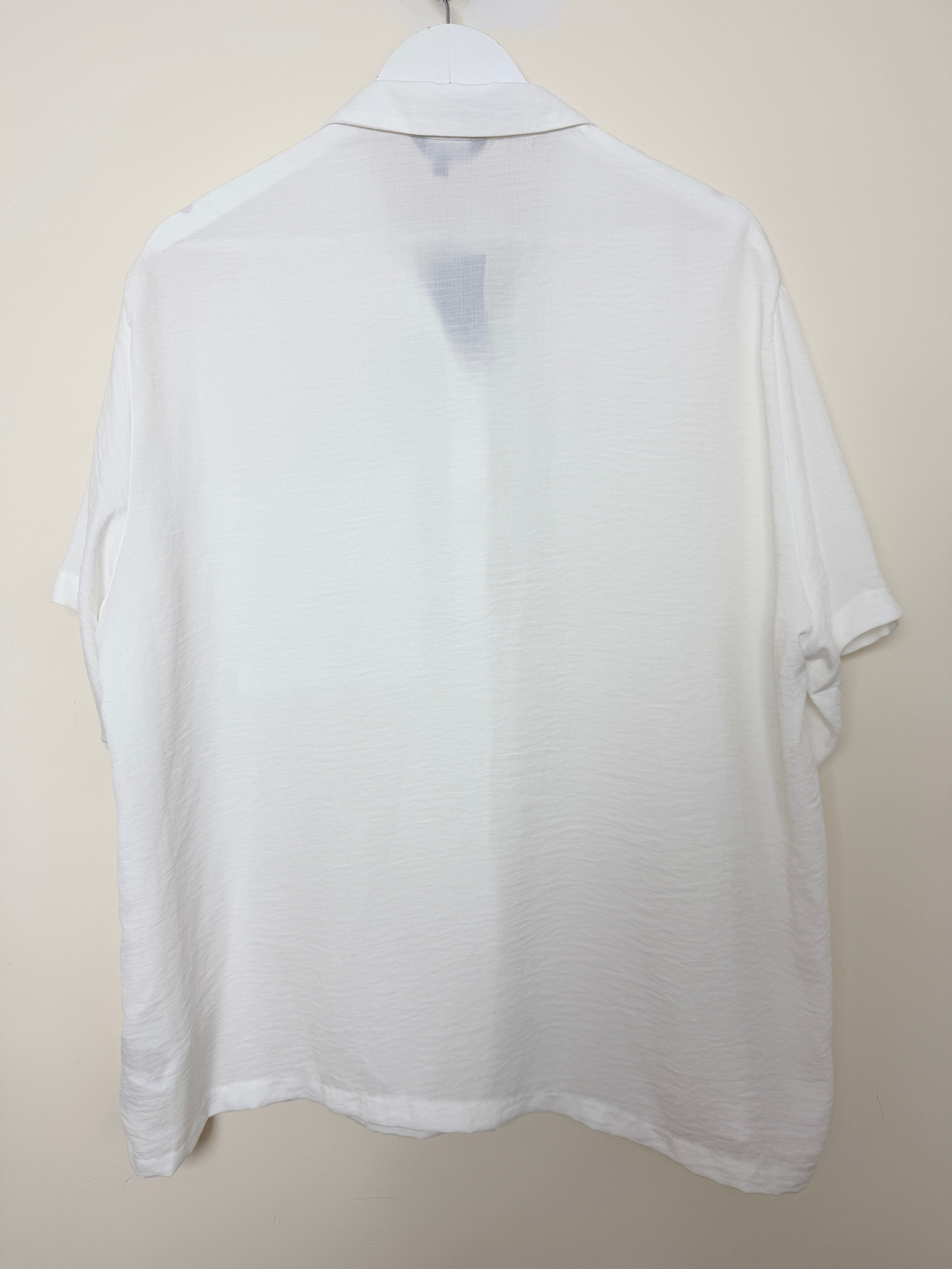 Peacocks White Sheer Blouse UK 16 Short Sleeve Classic Collar BNWT