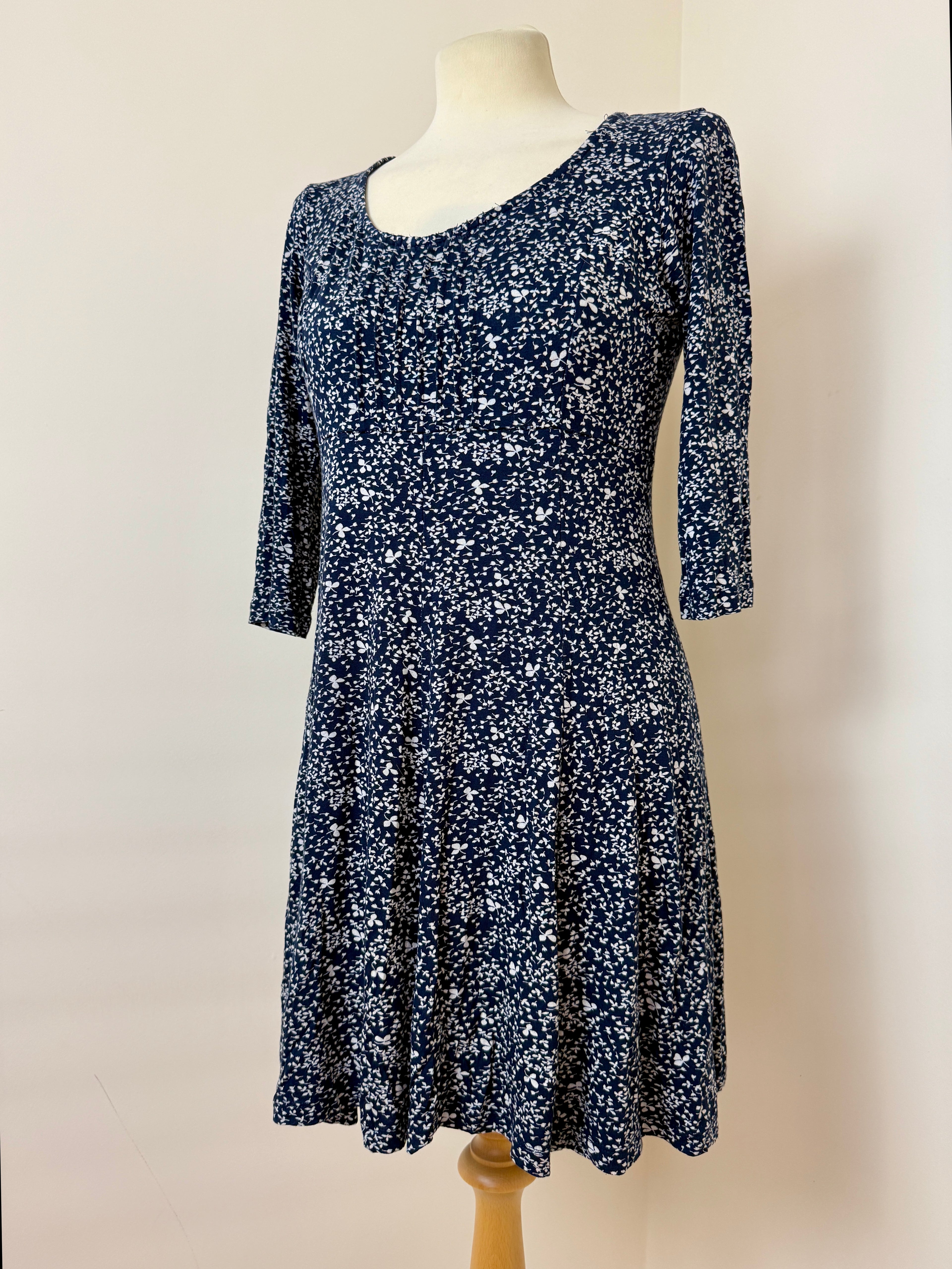 Fat Face Black White Floral Skater Dress UK12