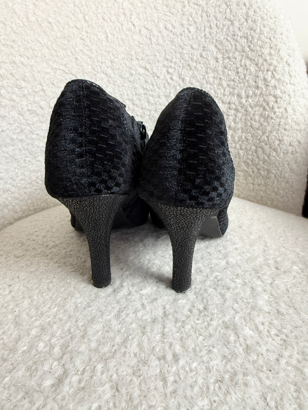 Ruby Shoo Octavia Velvet Ankle Boots Black Button Detail High Heel UK7 EU40