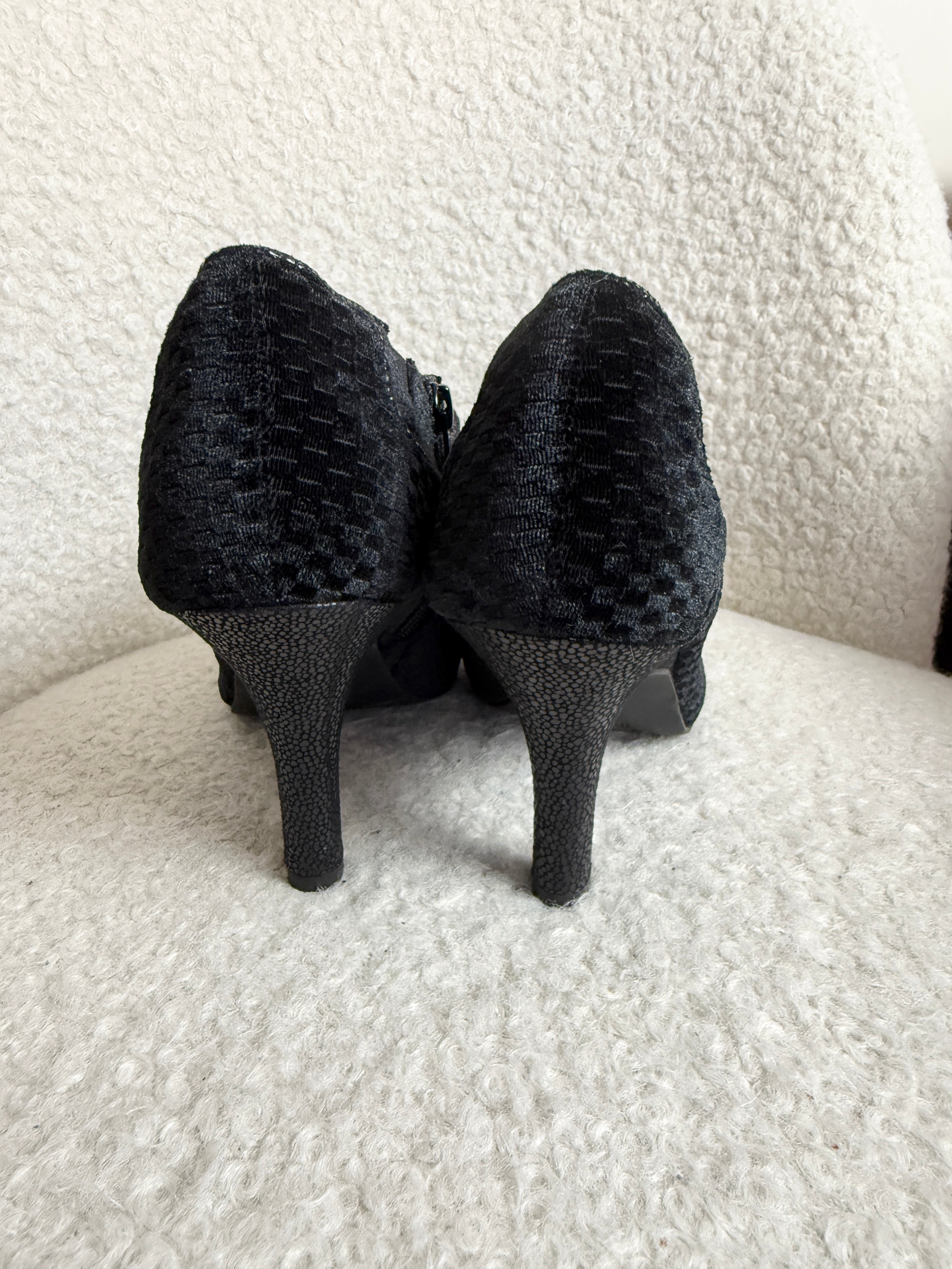 Ruby Shoo Octavia Velvet Ankle Boots Black Button Detail High Heel UK7 EU40