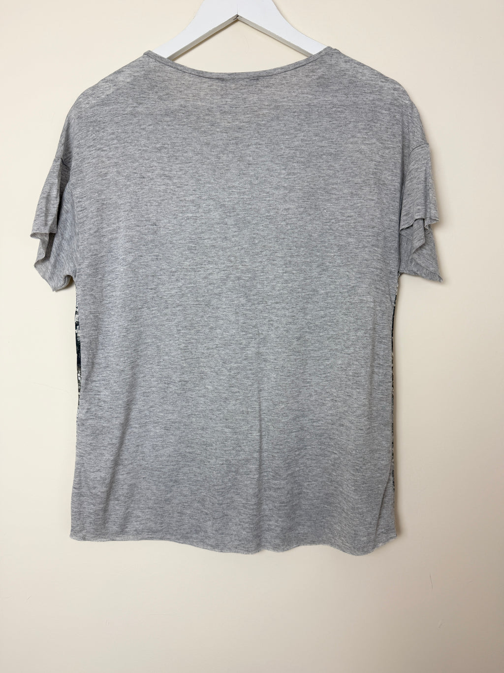 ZARA Grey Sequin Print Oversized T Shirt Medium