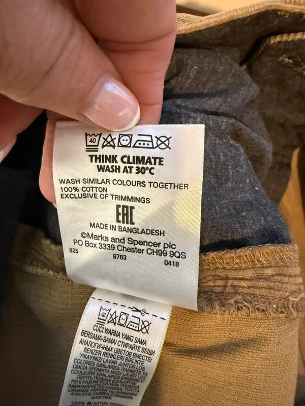 M&S Corduroy Trousers Camel Straight Leg Cotton Regular Fit W40 L29